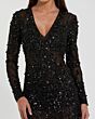 Mac Duggal 10976 V-Neck Long Sleeve Beaded Dress