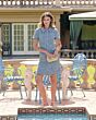 Mac Duggal 21221 Short Sleeve Collared Neck Blue Dress