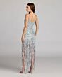 Mac Duggal 6251 Scoop Neck Fringe Skirt Silver Dress