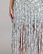 Mac Duggal 6251 Scoop Neck Fringe Skirt Silver Dress