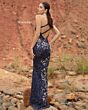 Primavera Couture 3928 High Slit Strappy Back Dress