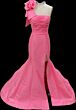 Ava Presley 26527 One-Shoulder Rosette Fit and Flare Satin Dress