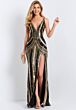 Jovani 43953 Deep V-Neckline Embellished Column Dress