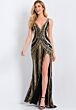 Jovani 43953 Deep V-Neckline Embellished Column Dress
