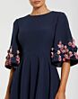 Mac Duggal 11854 3D Floral Sleeve Jewel Neck A-Line Dress