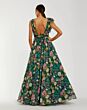 Mac Duggal 68947 Ruffle V-Neck Square Back Floral Evening Dress