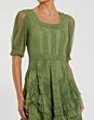 Mac Duggal 8248 Scoop Neck Puff Sleeve Ruffle A-Line Evening Dress