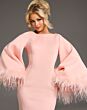 Jovani 41077 Feather Bell Sleeves Bateau Neck Dress