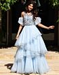 Jovani K42178 Layered Skirt Light Blue Tulle Dress
