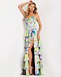 Jovani 47560 Tiered Ruffle Skirt Floral Print Dress