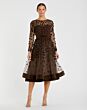 Mac Duggal 67007 Long Sleeve Tea-Length Formal Dress