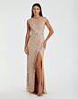 Mac Duggal 5619 High Slit Jewel Neck Dress