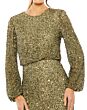 Mac Duggal 10044 Blouson Top Bishop Sleeve Dress