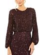 Mac Duggal 10044 Blouson Top Bishop Sleeve Dress