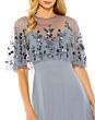Mac Duggal 9229 Floral Bodice Cape Sleeve Dress