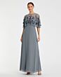 Mac Duggal 9229 Floral Bodice Cape Sleeve Dress