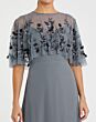 Mac Duggal 9229 Floral Bodice Cape Sleeve Dress