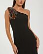 Mac Duggal 11843 Beaded Asymmetric Neck Fit And Flare Dress