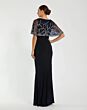 Mac Duggal 2257 Beaded Cape Sleeve Column Silhouette Dress