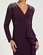 Mac Duggal 49897 Ruffle Slit Long Sleeve Dress