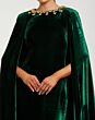 Mac Duggal 68977 Beaded Neck Cape Sleeve Velvet Dress