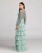 Mac Duggal 11903 Long Sleeve Tiered A-Line Sage Dress
