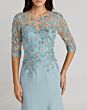 Mac Duggal 13204 Illusion Sleeve Jewel Neck French Blue Crepe Dress