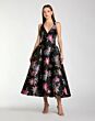 Mac Duggal 13297 A-Line Halter Neck Black Floral Dress