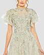 Mac Duggal 20450 Flutter Sleeve Embroidered A-Line Seafoam Dress