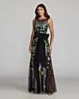Mac Duggal 21058 A-Line Front Bow Black Floral Dress