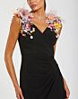 Mac Duggal 21084 V-Neck Floral Strap Black Jersey Dress