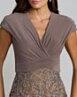 Mac Duggal 21291 Taupe Multicolor Crisscross Bodice V-Neckline Dress