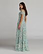Mac Duggal 21339 Sheer Neck Short Sleeve Floral Sage Dress