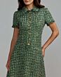 Mac Duggal 21420 Emerald Multicolor Boucle Midi Dress