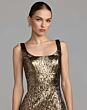 Mac Duggal 21553 Gold Brocade Midi Dress
