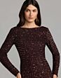 Mac Duggal 23017 Chocolate Brown Embellished Long Sleeve Dress