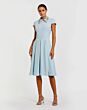 Mac Duggal 2313 Wing Collar Pleated A-Line Blue Dress