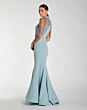 Mac Duggal 2334 Beaded Illusion Neck Blue Mermaid Dress