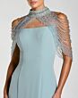 Mac Duggal 2334 Beaded Illusion Neck Blue Mermaid Dress