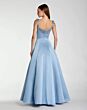 Mac Duggal 2337 Floral Applique Neck Blue Satin Dress