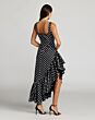 Mac Duggal 27780 Ruffle Hem Polka Dot Black Dress