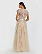 Mac Duggal 37014 Cap Sleeve V-Neck Nude Multicolor Dress