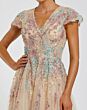 Mac Duggal 37014 Cap Sleeve V-Neck Nude Multicolor Dress