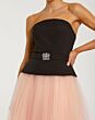 Mac Duggal 50063 Tulle Skirt Strapless Black Pink Dress