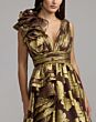 Mac Duggal 50264 Plunging V-Neckline Chocolate Brown Metallic Dress