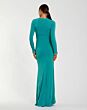 Mac Duggal 56150 Keyhole Neck Long Sleeve Teal Dress
