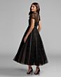 Mac Duggal 56255 Black Ivory Cap Sleeve Midi Dress