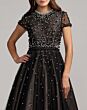 Mac Duggal 56255 Black Ivory Cap Sleeve Midi Dress