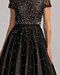 Mac Duggal 56255 Black Ivory Cap Sleeve Midi Dress