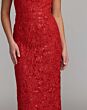 Mac Duggal 56435 Red Bateau Neckline Midi Dress